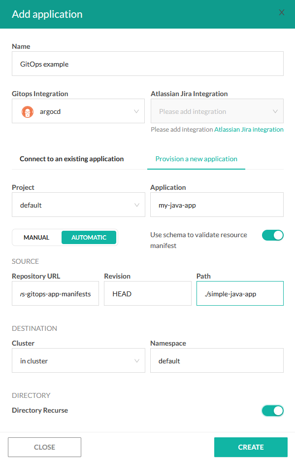 Adding the application